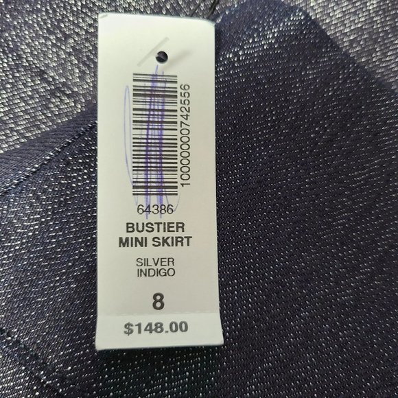 NWT TALULA ARITZIA Mini Skirt Shimmery Silver Indigo 8 - Picture 7 of 9